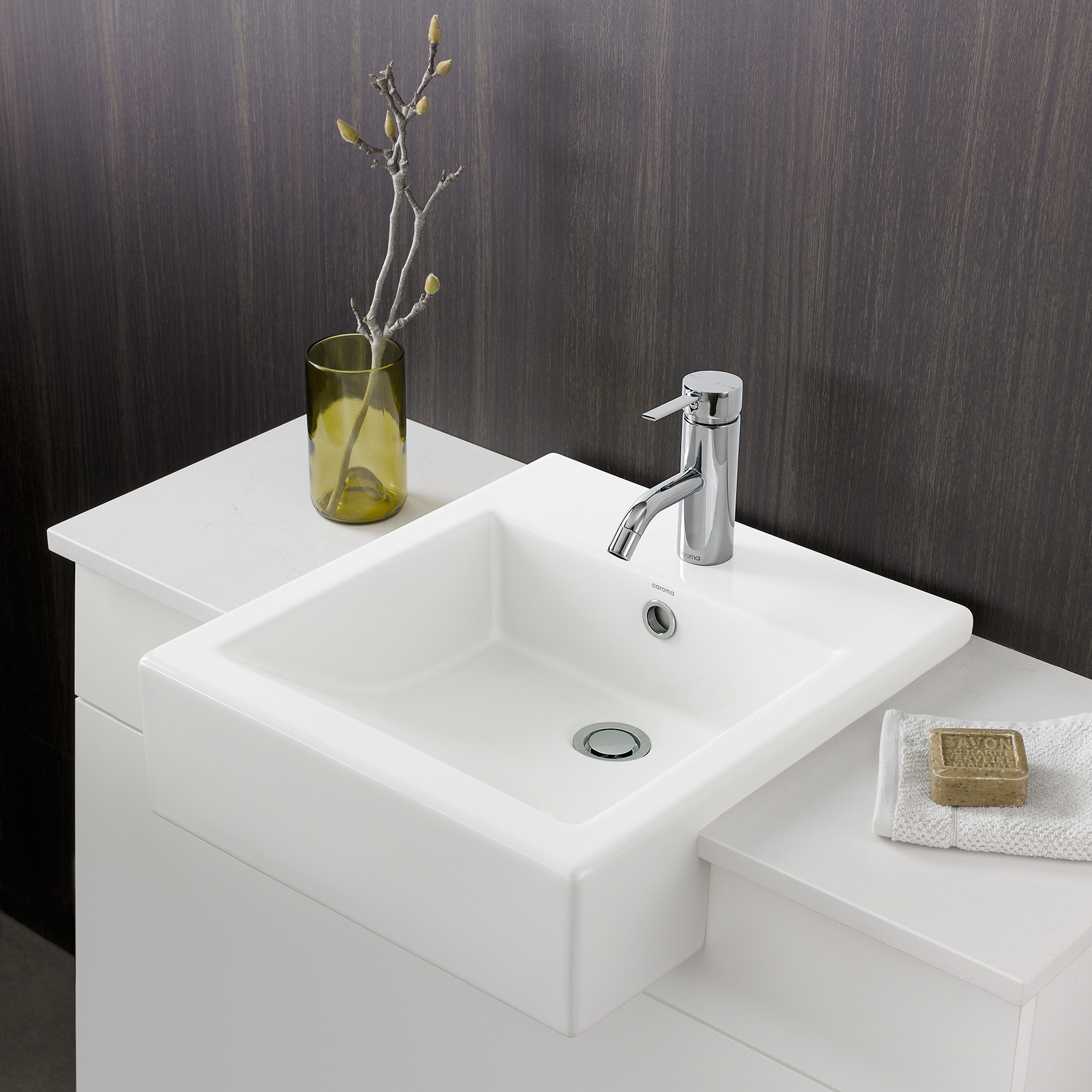 semi recessed basin